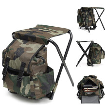 Folding Camping Chair with Backpack, 2 in 1 Camouflage Stool, Lightweight Oxford Cloth, 10L Storage