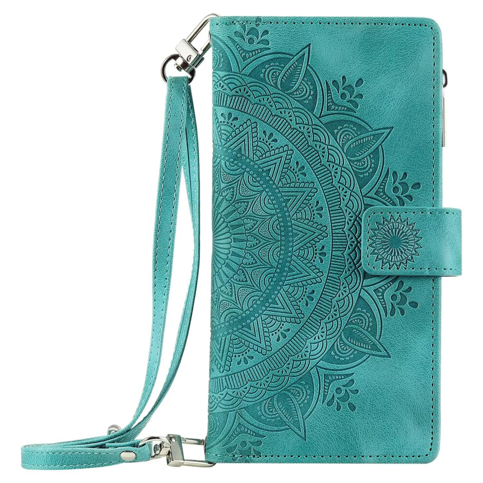 Wallet Flip Case With 8 Card Slots, Floral Pu Leather Kickstand Cover, For Xiaomi Mi 8 Lite Green 9073542072089