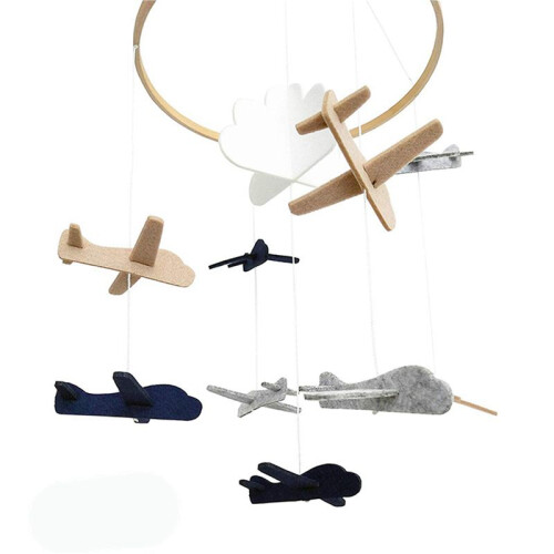 10X Crib Mobile Aeroplani e Cloud Nursery Decoration Grigio e Bianca, Blu Navy, Marrone Chiaro Culla Mobile per Bambino 1