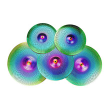 5Pcs Low Volume Cymbals Set with Noise Reduction, Durable Alloy, for Drummers Apartment Practice, Colorful