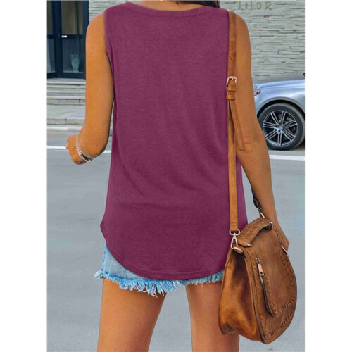 Débardeurs Col V pour Femme Violet XL 2