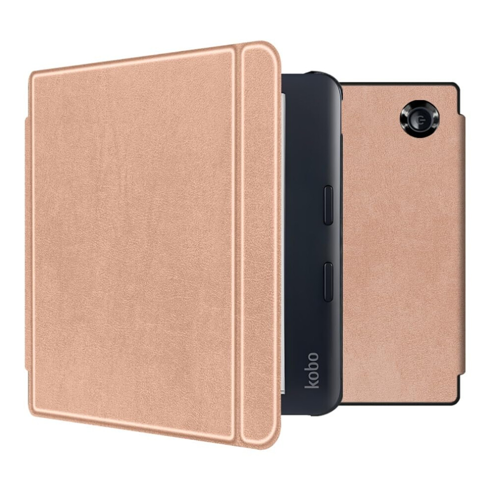 Rose Pu Leather Cover Slim Protective Smart Fold With Auto Sleep Wake Case For Kobo Libra Colour Gold 9092120182965