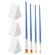 Painting Brush Kit for Acrylic Oil Watercolor with Smooth Handles & Sponges