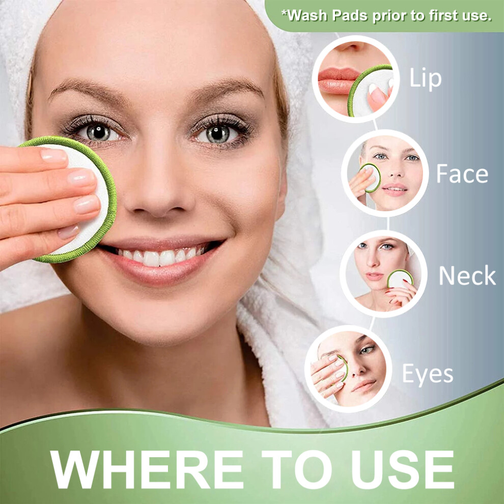 Bamboo Facial Makeup Remover Pads 20 Reusable Pieces with Storage & Laundry Bag