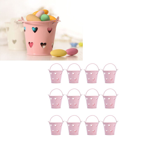 Hollow Heart Metal Pails 12-Pack