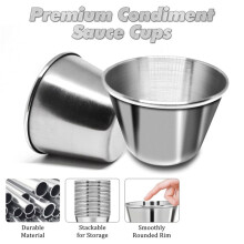 200 Pcs Metal Sauce Cups 2.5oz Ramekins, Stainless Steel Dipping Sauce Cups Metal Condiment Container Reusable