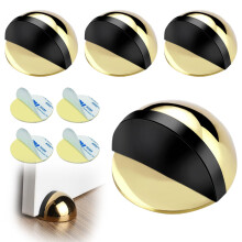 No Drill Floor Mounted Door Stopper Gold 4PCS Stainless Steel with Rubber Bumper for Home and Office