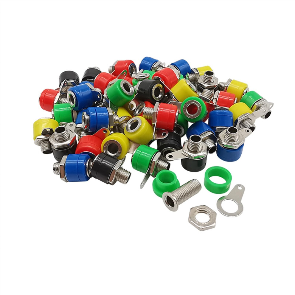 50Pcs Color Coded 4Mm Banana Socket Binding Post Kit For Secure Fit And Reliable Signal Connection 9092120183443