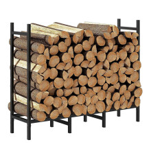 Firewood Storage Rack with Adjustable Length, Heavy Duty Steel Log Holder for Indoor Outdoor Use