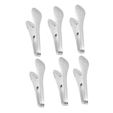 6pcs Stainless Steel Serving Tongs with Secure Grip for BBQ, Salad and Buffet