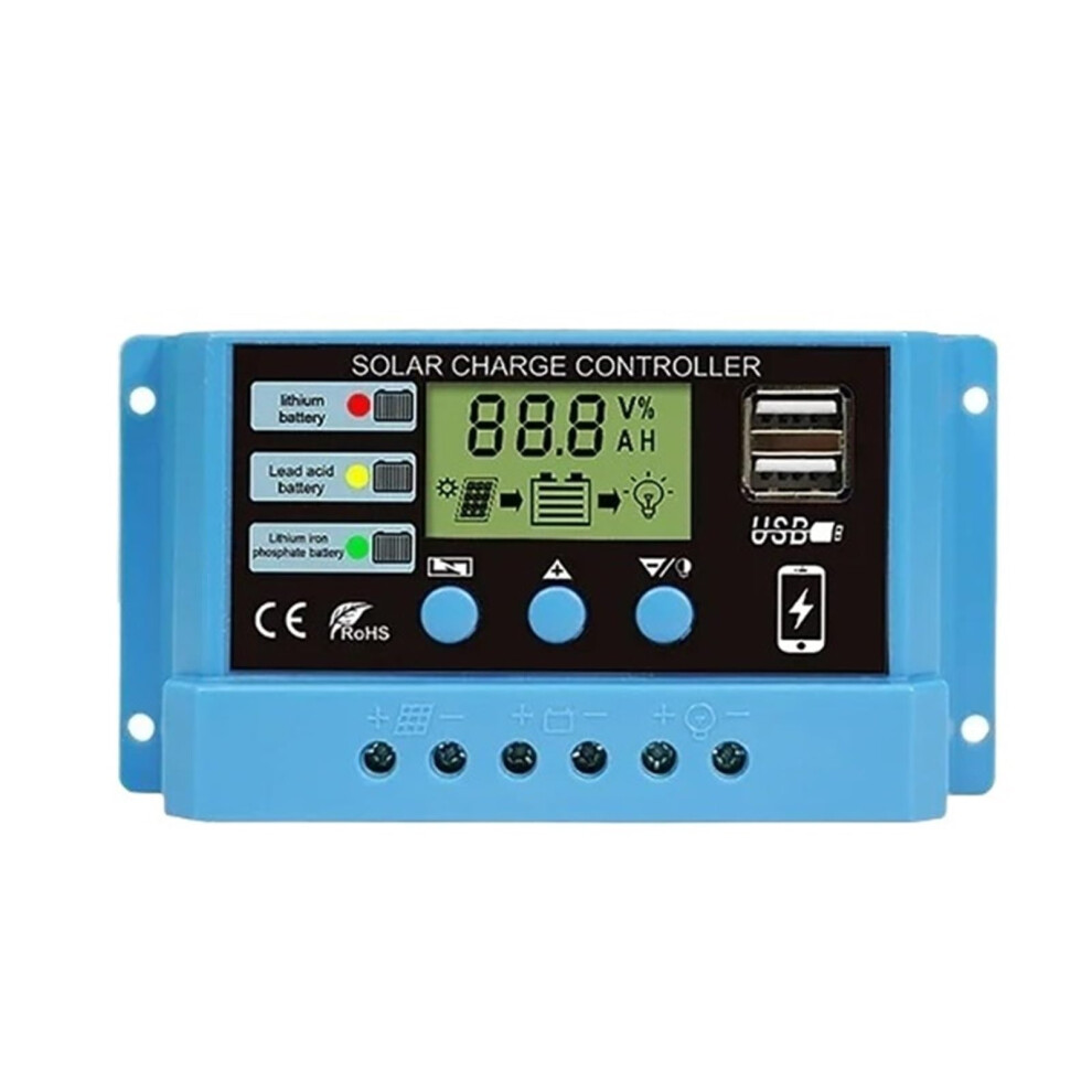 Solar Charge Controller 10A Pwm 12V 24V Lcd Dual Usb For Lithium Battery Offgrid Systems 9092120694635