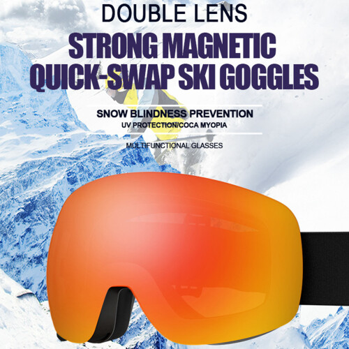 Ergonomic Sports Eyewears Comfortable Ski Goggle with-Black 2