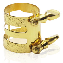 Gold Metal Alto Saxophone Ligature with Fastener for Secure Reed Attachment and Quick Adjustment