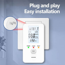 4in1 Gas Detector Carbon Monoxide Detector Temperature Humidity Natural Gas Leak Detector LCD Display for Home RV EU