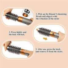 Round Brush & Airflow Attachment Compatible with Airwrap Styler HS01 HS05 HS08 for Smooth Hair Style and Hair Curling B