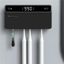 Toothbrush Holder, Timer Function, Rechargeable Cordless Wall-Mounted Bathroom White