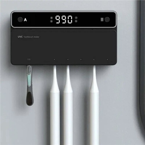 Toothbrush Holder, Timer Function, Rechargeable Cordless Wall-Mounted Bathroom White