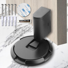 Automatic Door Stopper with Adjustable Height, Silent Floor Mounted Design, Matte Black, NoDrill or Screw Install