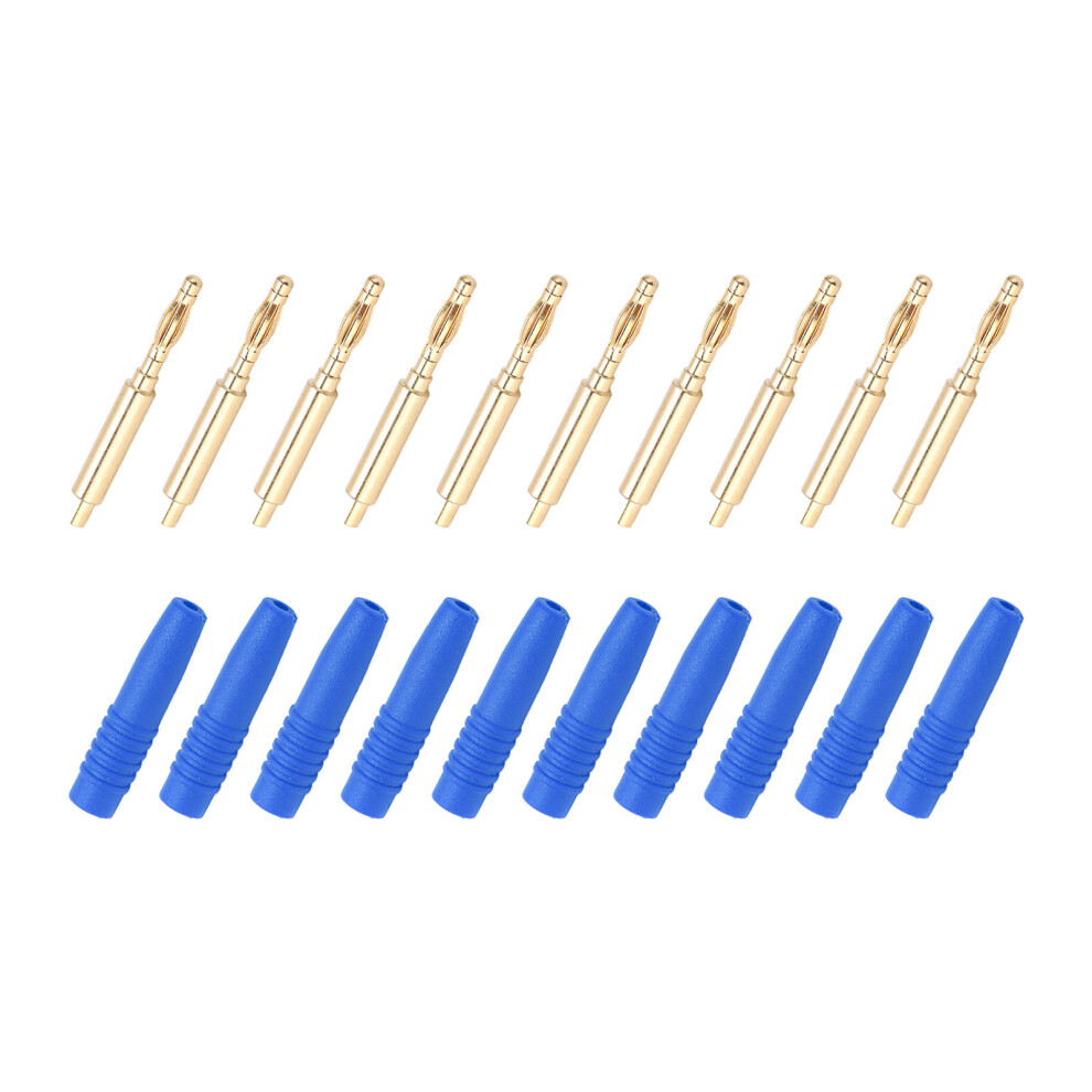 10Pcs Gold Plated 2Mm Metal Banana Plugs For Testing Equipment Blue 4131390557044