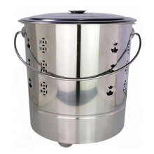 Stainless Steel Burn Barrel with Lid for Yard Waste and Trash, Outdoor Incinerator with Handle