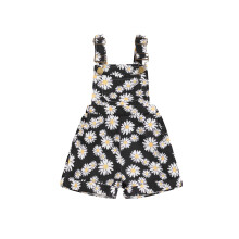(18-24 Months, Black) Little Girl Overall Shorts Casual Summer Daisy Print Sleeveless Romper Jumpsuit for Newborn Toddler Cute Clothes