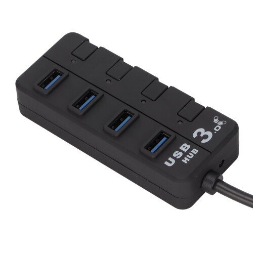 USB Hub 4 Port Black with Power Switch, 5Gbps Transmission 2