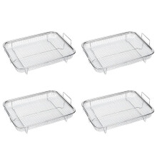 4Pcs Air Fryer Basket for Oven, Stainless Steel Grill Basket, Non-Stick Mesh Basket, Air Fryer Tray Wire Rack Basket