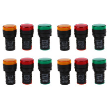 Lampe Lumiere Verte Jaune Rouge 22mm Indication Panneau Pilote LED AC220V 12 Pieces