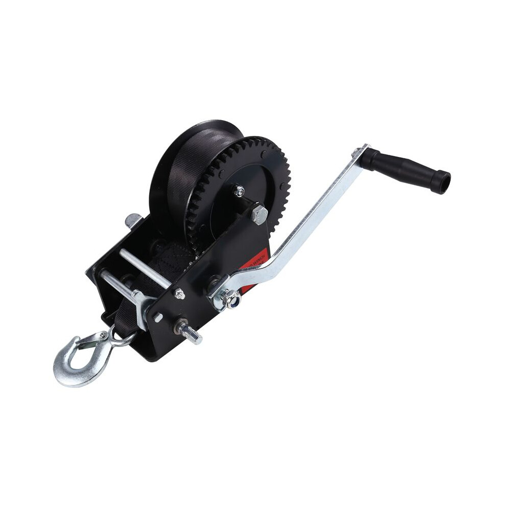 3500Lb/1600Kg Hand Gear Winch Heavy Duty Rope Crank With Webbing Manual Winch Dual Gear Tools For Truck And Trailers Light 6032664130483