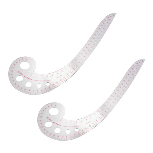 2pz 11.8 pollice Long Comma Forma di Plastica Trasparente Francese Curvo Righello Scanalata