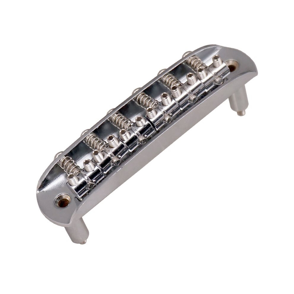 2X Guitar Saddle Bridge With Adjustable Saddles Zinc Alloy For Mustang Jazzmaster,Silver 6033116814753