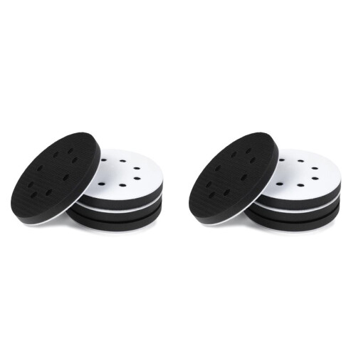 5 Inch 8 Holes Soft Density Interface Pads Hook and Loop Sponge Cushion Buffer Round Backing Pad Foam Sanding Pads 8Pack