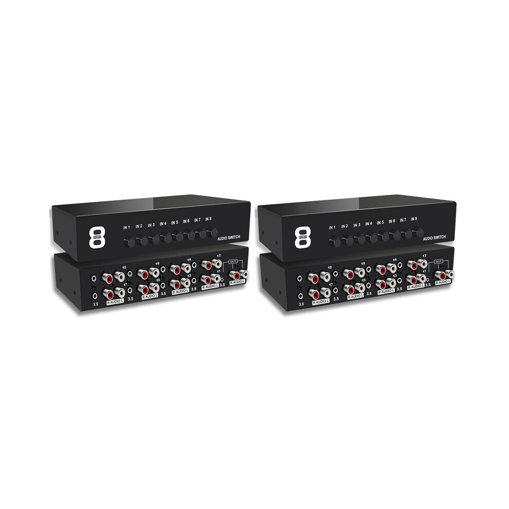 2Pcs 3.5Mm Aux +Rca L/R Bi-Directional Stereo Audio 8 In One Out A/B Analog Audio Switcher Selector 6033999275788
