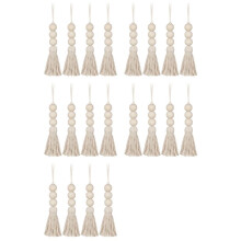 Wood Bead Garlands,Farmhouse Beads Tassels, Rustic Country Decor Prayer Beads for Home Door Knob Decor(20Pcs)