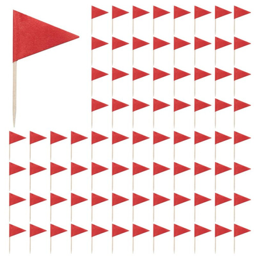 1000 Pcs Solid Red Toothpick Flags Small  Plain Red Color Stick Cupcake Toppers Flags DIY Decoration