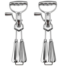 2X Hand Crank Egg Beaters,Handheld Double Stainless Steel Rotary Hand Whip Whisk