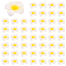 800Pcs White Foam Hawaiian Frangipani Artificial Plumeria Flower Petals Cap Hair Hat Wreath DIY Wedding Decoration 5cm