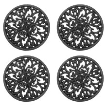 4X Round Cast Iron Trivet 6.7Inch Iron Heat-Insulation Trivet Non-Slip Potholders for Kitchen Dining Table Decor