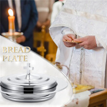 2X Service de Communion en Argent avec Couvercle, Plateau à Pain en Acier Inoxydable pour Églises, Plateau de Communion avec Couvercle, Église.