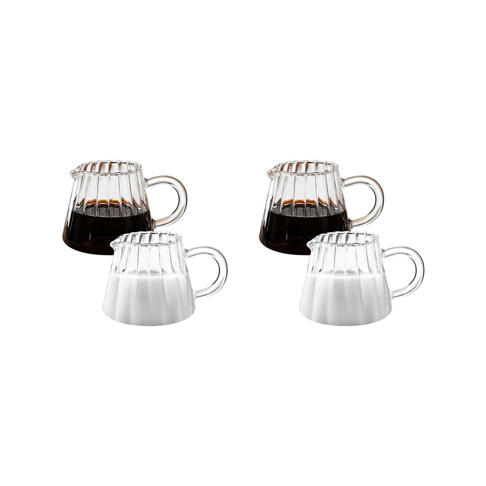 4 Pcs Glass Pitcher, Wave Shaped Glass Creamer Pitcher, Glass Tea Pitcher, Coffee Milk Creamer Pitcher, Milk Frothing 6032093448807