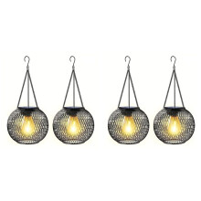 4PCS Outdoor Solar Lanterns Light Hanging Solar Lights Decorative LED Lighting Metal Waterproof Tree Light
