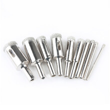 10Pcs Diamond Coated Drill Bits Set 3-18mm for Glass Ceramic Tile