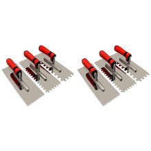 Tile Tools Stainless Steel Square Notched Trowel 6 PCs ( Size: 5/32inch & 5/16inch & 1/2inch) Masonry Hand Kit