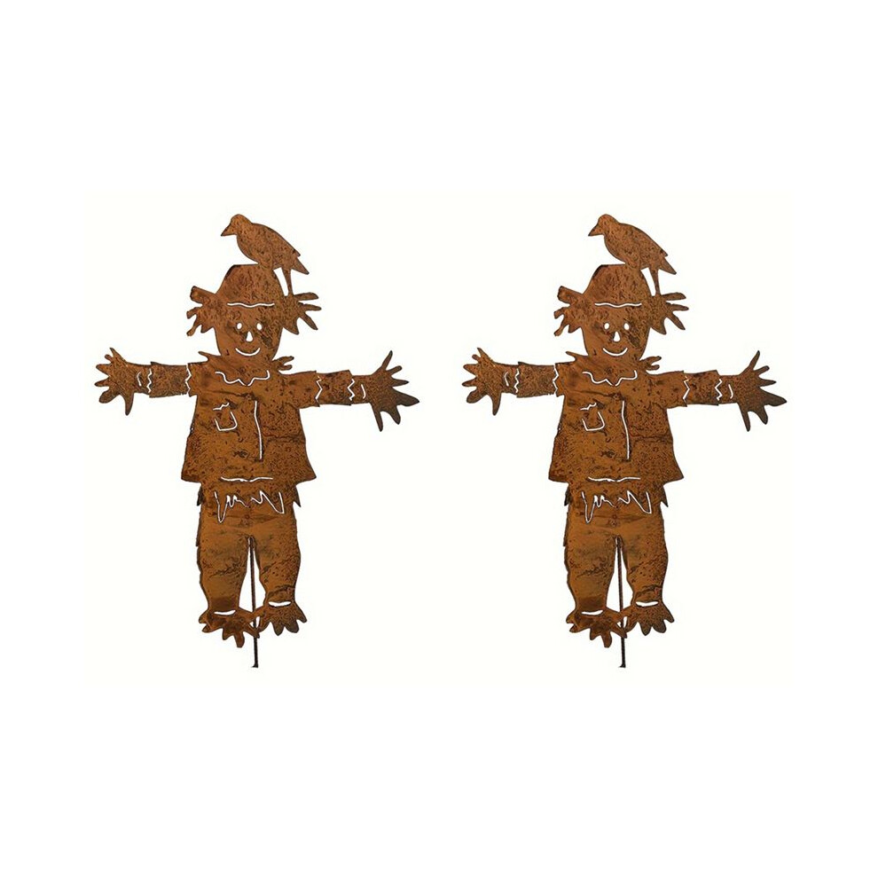 Semoic 2X Scarecrows Garden Stake, Metal Yard Sign Fall Halloween Thanksgiving Outdoor Decoration Scarecrows Sculpture
