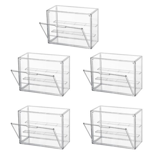 5X Clear Acrylic Display Case 3 Tier Display Shelf, Stackable Protection Showcase with Magnetic Door for Action Figures 1