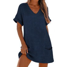 Beachwear Swimsuit Cover up Dress Soft Polyester-dark blue S