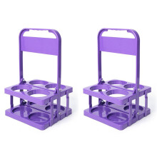 2X Opvouwbare Plastic Drankhouder met 4 Gaten, Herbruikbare Bekerhouder met Handvat Draagbare Bekerhouder Dieppaars