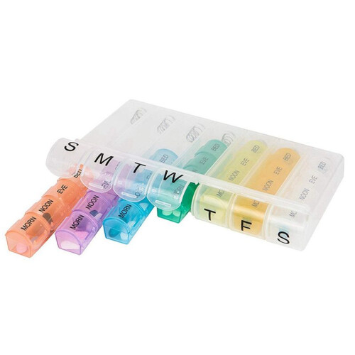 2X Portable Weekly 7 Day Push Button Pill Holder Travel Medicine Box Case Organizer 2