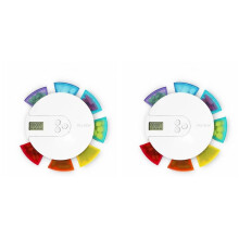 2X Automatischer 7-Tage-Pillenspender, Wöchentliche -Timing-Pillenerinnerung mit Alarm, Tragbarer Elektronischer Medikamenten-Organizer