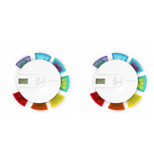 2X 7-Day Automatic Pill Dispenser Weekly  Timing Pill Reminder for with Alarm 1